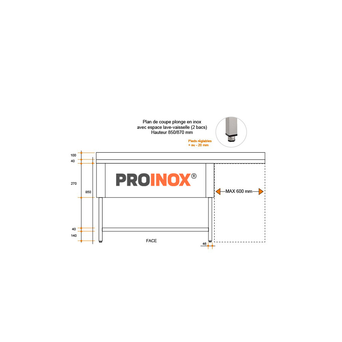 Lave-mains inox avec robinet électronique | Lave-mains inox par ProInox  Cuisto Dépôt