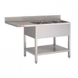 Plonge inox esp LV L1800XP700XH850MM EG gauche 2 bacs