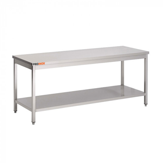 Table inox centrale L600xP600xH850mm avec étagère basse