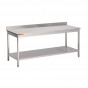 Table inox adossée L700XP600XH850mm avec étagère basse