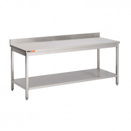 Table inox adossée L1000xP700xH850mm avec étagère basse
