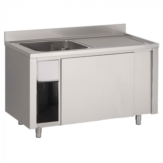 Plonge inox sur meuble 1 bac L1000XP600XH850MM EG droite