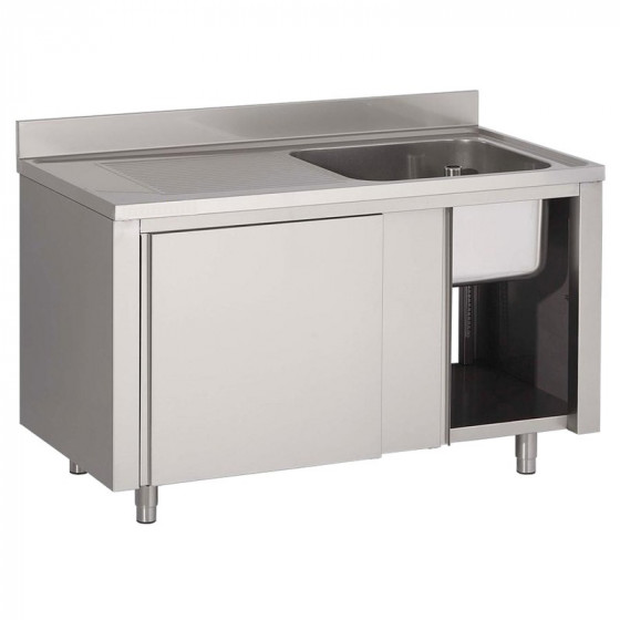 Plonge inox sur meuble 1 bac L1000XP600XH850MM EG gauche