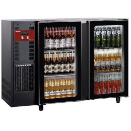 Arrière de bar 2 portes vitrées battantes, 375Lt., noir