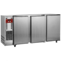 Arrière de bar 3 portes pleines, 579Lt., inox
