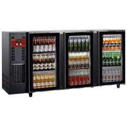 Arrière de bar 3 portes vitrées battantes, 579 Lt., noir