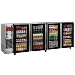 Arrière de bar 4 portes vitrées, 783Lt., inox