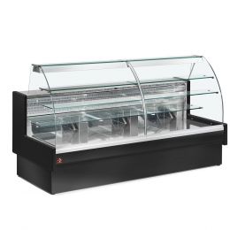 Comptoir vitrine réfrigéré à vitre bombée 1400 mm sans réserve, noir