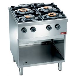 Fourneau 4 feux vifs gaz, sur armoire neutre ouverte, Ligne 700