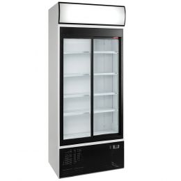 Vitrine réfrigérée positive, ventilée, 760 Lt., blanche avec caisson lumineux