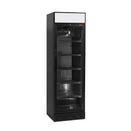 Vitrine réfrigérée positive ventilée, 380 Lit, noire avec caisson lumineux