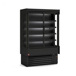 Vitrine murale réfrigéré 1623 mm, ventilé, 5 niveaux, noire, portes vitrées