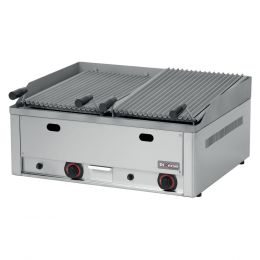 Grill pierre de lave à gaz, 2 zones de cuisson, à poser