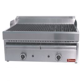 Grill à eau double gaz avec grille de cuisson en fonte, à poser