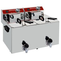 Friteuse électrique à poser 2x10 Lt. avec vidange, Snack