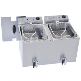 Friteuse électrique 6kW à poser 2x8 Lt. avec vidange, Snack