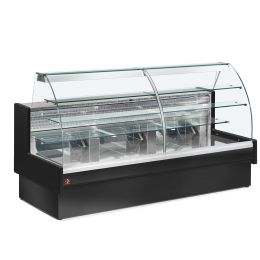 Comptoir vitrine réfrigéré à vitre bombée 2200 mm sans réserve, noir