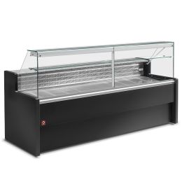 Comptoir vitrine réfrigéré à vitre droite 1000mm, avec réserve, noir