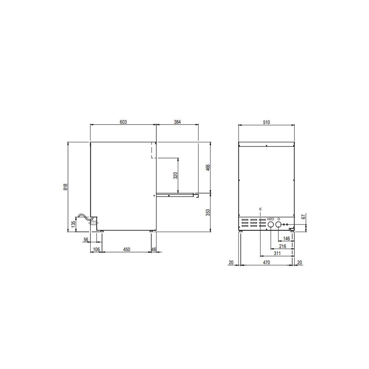 Lave-vaisselle Professionnel 50 x 50 avec pompe de vidange - Fourniresto