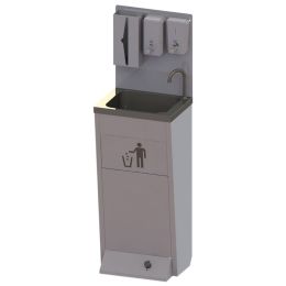 Lave main inox avec commande au pied et distrtibuteurs