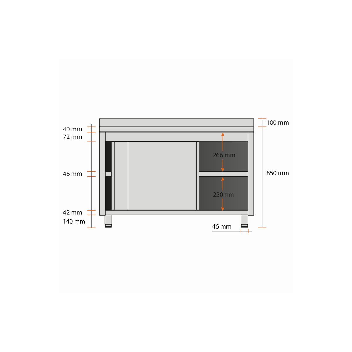 Meuble bas inox 1000 x 600 mm sur roulettes / GOLDINOX