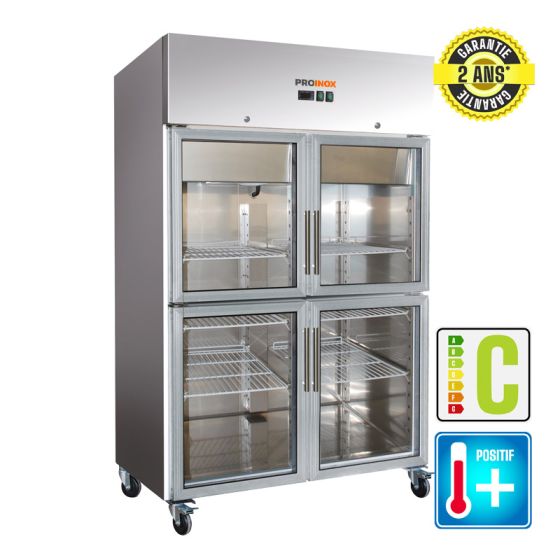 Armoire réfrigérée GN2/1 1200L + 4portillons vitrés