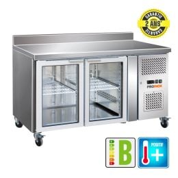Desserte réfrigérée adossée 2 portes vitrées Snack Prof. 600 mm Inox