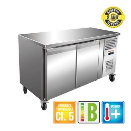 Desserte réfrigérée centrale tropicalisée 2 portes Snack Prof. 600 mm Inox