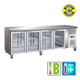 Desserte réfrigérée centrale 4 portes vitrées Snack Prof. 600 mm Inox