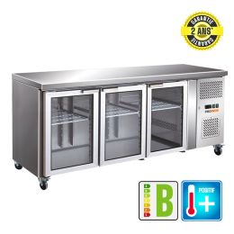 Desserte réfrigérée centrale 3 portes vitrées Snack Prof. 600 mm Inox