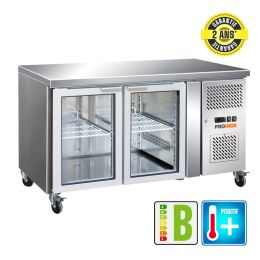 Desserte réfrigérée centrale 2 portes vitrées Snack Prof. 600 mm Inox