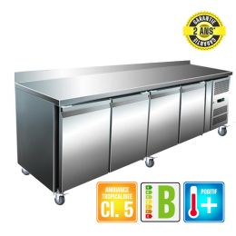 Desserte réfrigérée adossée tropicalisée 4 portes Snack Prof. 600 mm Inox