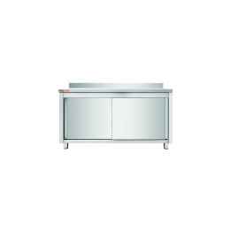Meuble bas inox adossé à portes coulissantes 1600 x 700 x 850 mm