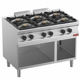 Fourneau 6 feux vifs gaz, sur armoire neutre ouverte, Ligne 700