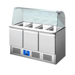 Desserte gastro vitrée sur roues 3 portes sur groupeProf. 700 mm