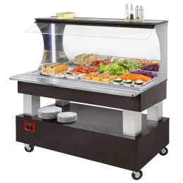 Buffet - Salad bar mural réfrigéré, 4x GN1/1-150, Bois wengé