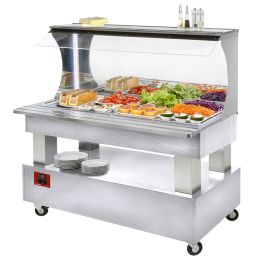 Buffet - Salad bar mural réfrigéré, 4x GN1/1-150, Bois blanc