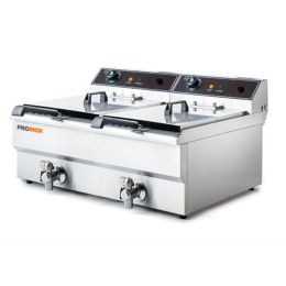 Friteuse électrique 6,5 kW à poser, 2x10 Lt. avec vidange, Snack