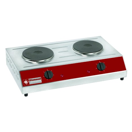 Réchaud électrique, 2 plaques, 2x1.5 kW, 7 positions, monophasé