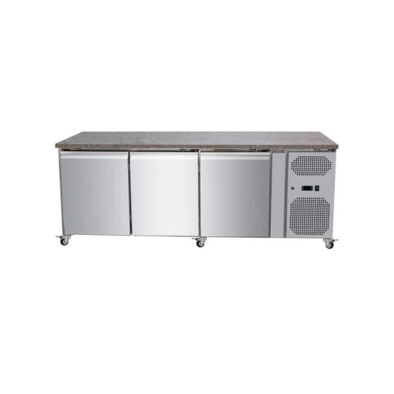 Tour pâtissier prof. 800mm, 3 portes, central, dessus granit