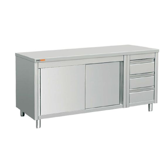 Meuble inox central 3 tiroirs à droite L1800XP700XH850MM