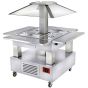 Buffet central chauffant ilot avec couvercle fixe - 4xGN1/1 - bois blanc, Diamond