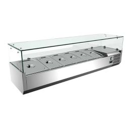 Vitrine à ingrédient vitrée 7 x GN1/4 1500 x 335 mm, Pro Inox