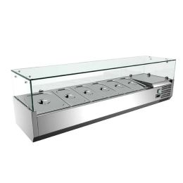 Vitrine à ingrédient vitrée 7 x GN1/4 1600 x 335 mm, Pro Inox