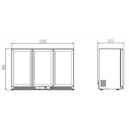 Arrière bar compact 3 portes battantes, Pro Inox - v2