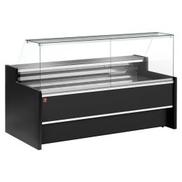 Comptoir vitrine réfrigéré 2500mm, ventilé, avec réserve, noir