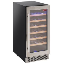 Vitrine cave à vins, ventilée, porte en acier inox, 106 Lt., noir