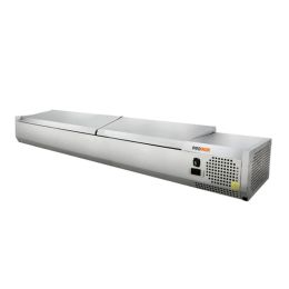 Vitrine à ingrédients couvercle inox 9 Bacs GN1/3 Prof. 395mm L2000mm