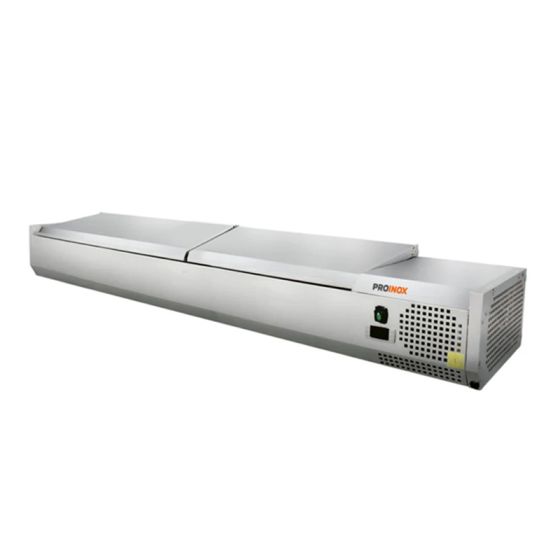 Vitrine à ingrédients couvercle inox 9 Bacs GN1/3 Prof. 395mm L2000mm