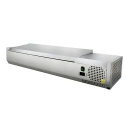 Vitrine à ingrédients couvercle inox 7 Bacs GN1/3 Prof. 395mm L1600mm